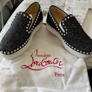 Christian Louboutin Flat Glitter Resille/Spikes